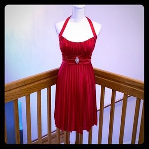Red pleated dress